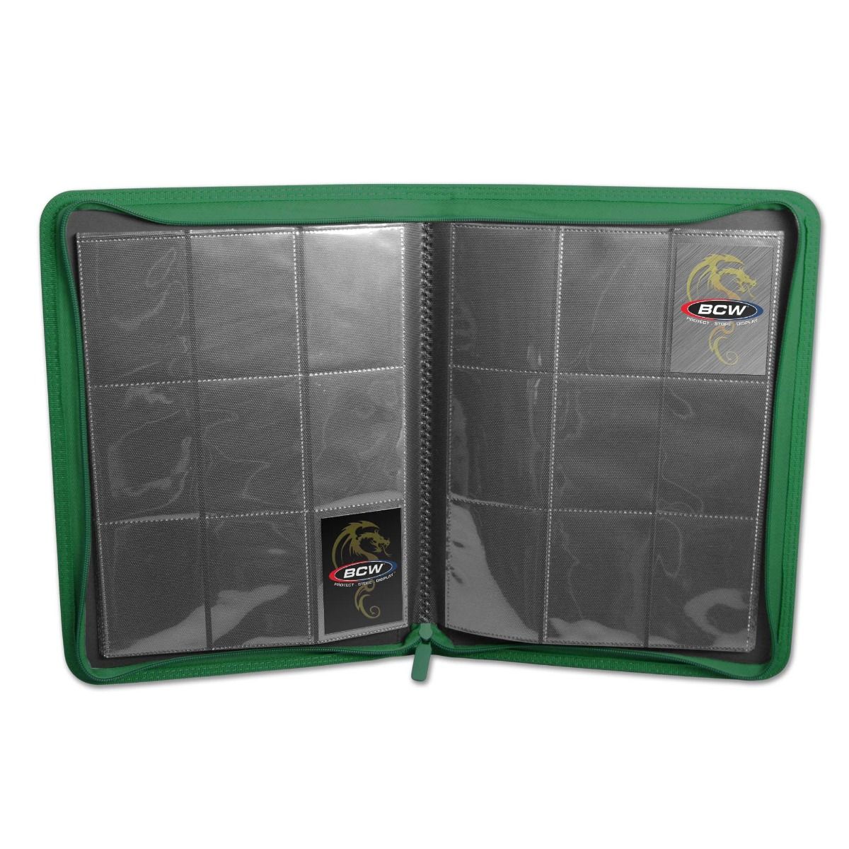 BCW: 9 Pocket Z-Folio Zipper Binder (Green) - Image 3