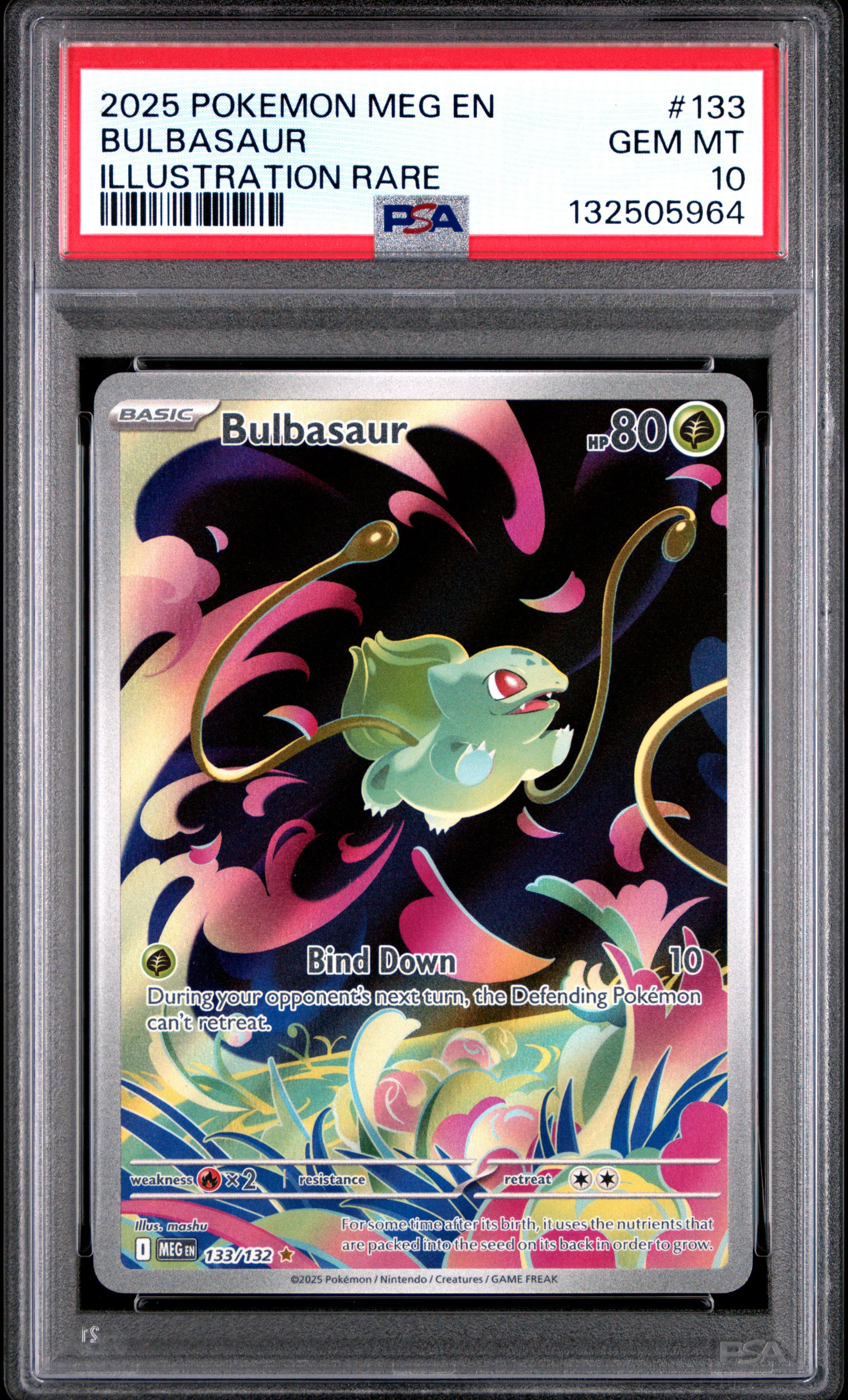 BULBASAUR ILLUSTRATION RARE 2025 POKEMON MEG EN-MEGA EVOLUTION PSA 10