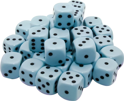 Chessex: Opaque - 12mm D6 36PC Dice Block (Pastel Blue & Black)