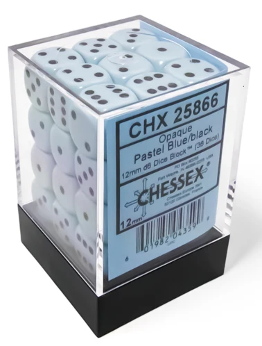 Chessex: Opaque - 12mm D6 36PC Dice Block (Pastel Blue & Black) - Image 2