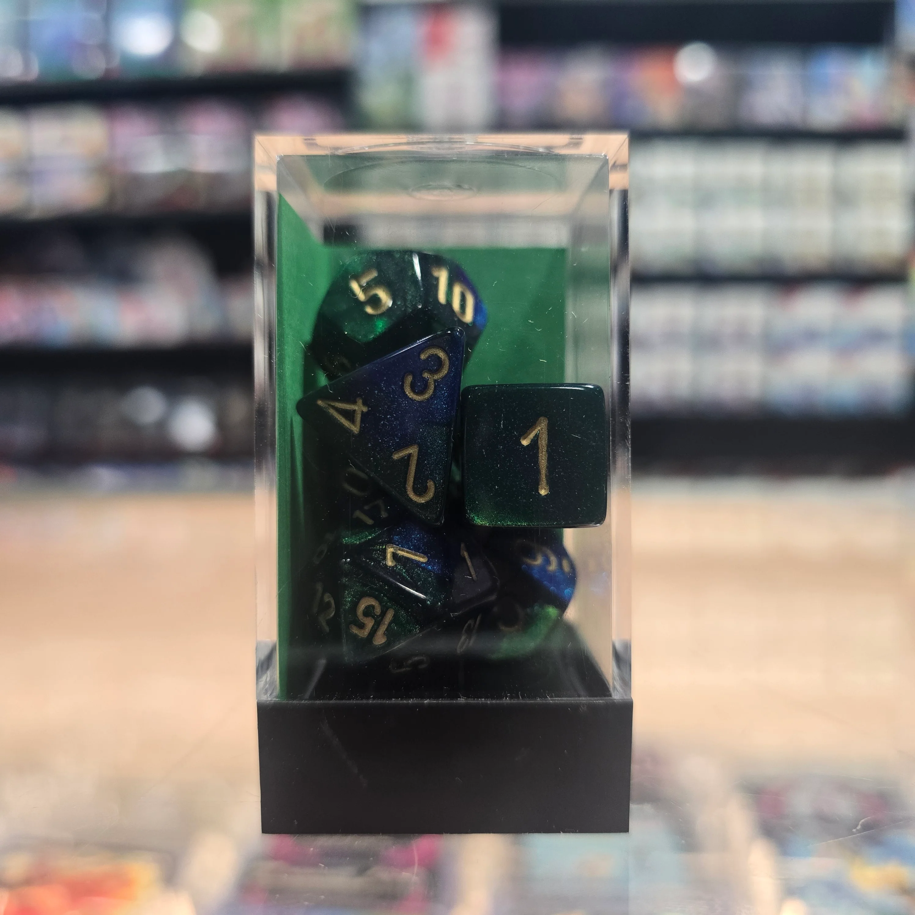 Chessex: Poly Dice Set - Gemini 7PC (Blue-Green & Gold) - Image 4