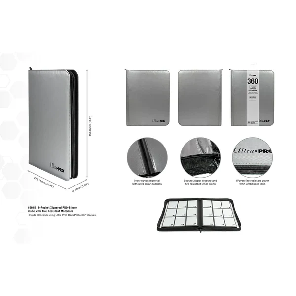 Ultra-PRO: Fire Resistant 9 Pocket Zippered PRO Binder - Silver - Image 5